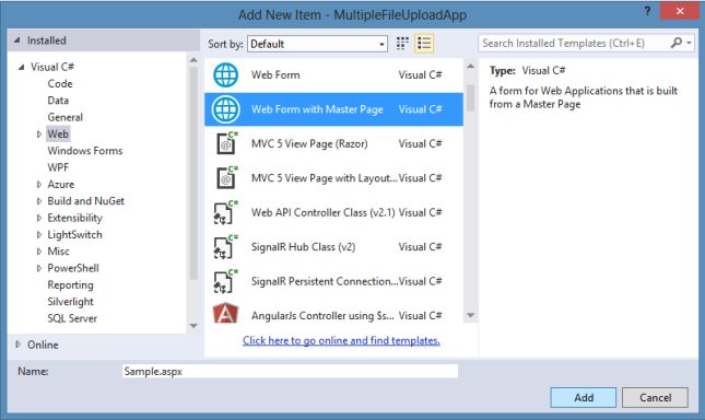 Creating Web Form with Master Page